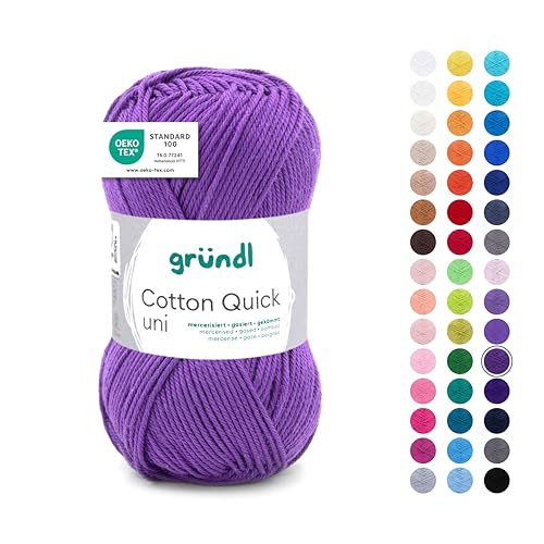 Gründl Wolle Cotton Quick uni - Wolle zum Häkeln aus 100% Baumwolle - Wolle zum Stricken - glänzendes Baumwollgarn 1 Knäuel 50 g / 125 m - Violett Gründl Wolle Cotton Quick uni - Wolle zum Häkeln aus 100% Baumwolle - Wolle zum Stricken - glänzendes Baumwollgarn 1 Knäuel 50 g / 125 m - Violett von Gründl