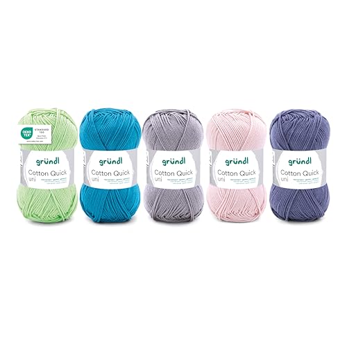 Gründl Wolle Cotton Quick uni - Wolle zum Häkeln aus 100% Baumwolle - Wolle zum Stricken - Baumwollgarn 5 Knäuel 50 g / 125 m - Grün-Petrol-Beige-Grau Gründl Wolle Cotton Quick uni - Wolle zum Häkeln aus 100% Baumwolle - Wolle zum Stricken - Baumwollgarn 5 Knäuel 50 g / 125 m - Grün-Petrol-Beige-Grau von Gründl