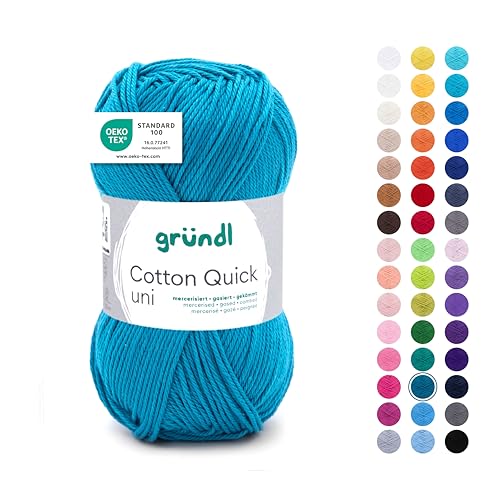 Gründl Wolle Cotton Quick uni - Wolle zum Häkeln aus 100% Baumwolle - Wolle zum Stricken - glänzendes Baumwollgarn 1 Knäuel 50 g / 125 m - Petrol Gründl Wolle Cotton Quick uni - Wolle zum Häkeln aus 100% Baumwolle - Wolle zum Stricken - glänzendes Baumwollgarn 1 Knäuel 50 g / 125 m - Petrol von Gründl