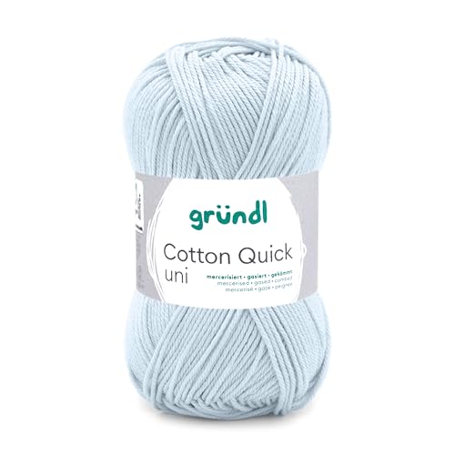 Gründl Wolle Cotton Quick uni - Wolle zum Häkeln aus 100% Baumwolle - Wolle zum Stricken - glänzendes Baumwollgarn 1 Knäuel 50 g / 125 m - Nadelstärke 3-4 -blassblau Gründl Wolle Cotton Quick uni - Wolle zum Häkeln aus 100% Baumwolle - Wolle zum Stricken - glänzendes Baumwollgarn 1 Knäuel 50 g / 125 m - Nadelstärke 3-4 -blassblau von Gründl