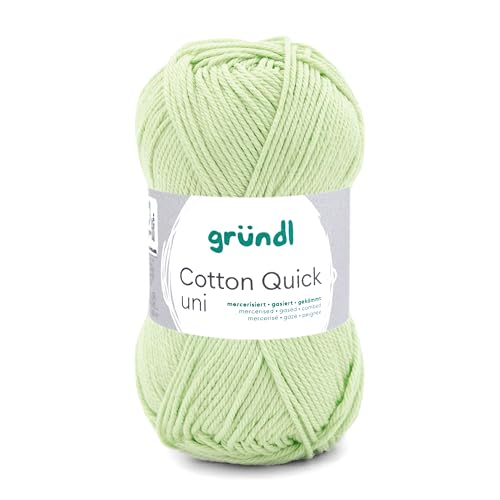 Gründl Wolle Cotton Quick uni - Wolle zum Häkeln aus 100% Baumwolle - Wolle zum Stricken - glänzendes Baumwollgarn 1 Knäuel 50 g / 125 m - lindgrün Gründl Wolle Cotton Quick uni - Wolle zum Häkeln aus 100% Baumwolle - Wolle zum Stricken - glänzendes Baumwollgarn 1 Knäuel 50 g / 125 m - lindgrün von Gründl