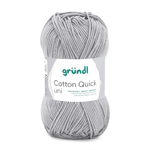 Gründl Wolle Cotton Quick uni - Wolle zum Häkeln aus 100% Baumwolle - Wolle zum Stricken - glänzendes Baumwollgarn 1 Knäuel 50 g / 125 m - Nadelstärke 3-4 -mittelgrau Gründl Wolle Cotton Quick uni - Wolle zum Häkeln aus 100% Baumwolle - Wolle zum Stricken - glänzendes Baumwollgarn 1 Knäuel 50 g / 125 m - Nadelstärke 3-4 -mittelgrau von Gründl