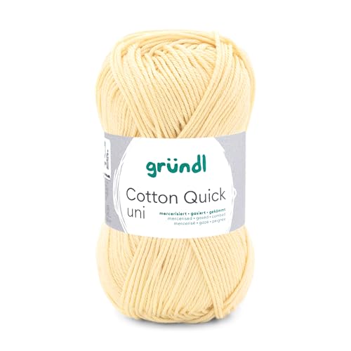 Gründl Wolle Cotton Quick uni - Wolle zum Häkeln aus 100% Baumwolle - Wolle zum Stricken - glänzendes Baumwollgarn 1 Knäuel 50 g / 125 m - Nadelstärke 3-4 -pastellgelb Gründl Wolle Cotton Quick uni - Wolle zum Häkeln aus 100% Baumwolle - Wolle zum Stricken - glänzendes Baumwollgarn 1 Knäuel 50 g / 125 m - Nadelstärke 3-4 -pastellgelb von Gründl