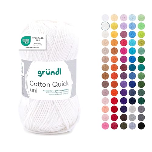 Gründl Wolle Cotton Quick uni - dünne Wolle zum Häkeln - Strickgarn - Häkelgarn - Glänzend und hautfreundlich - 100% Baumwolle - 1 Knäuel 50 g / 125 m - Nadelstärke 3-4 - Creme Gründl Wolle Cotton Quick uni - dünne Wolle zum Häkeln - Strickgarn - Häkelgarn - Glänzend und hautfreundlich - 100% Baumwolle - 1 Knäuel 50 g / 125 m - Nadelstärke 3-4 - Creme von Gründl