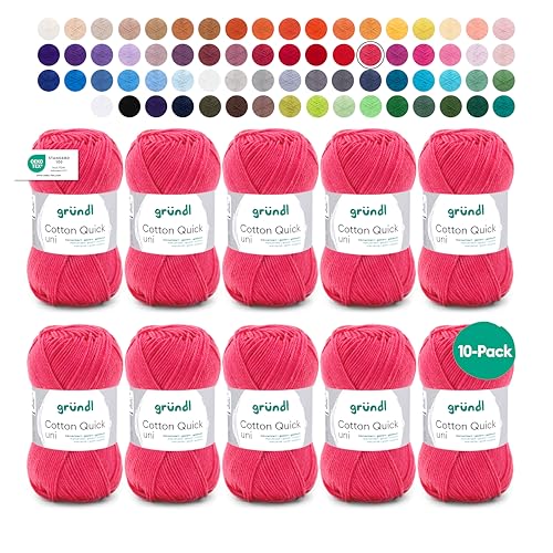 Gründl Wolle Cotton Quick uni - dünne Wolle zum Häkeln - Strickgarn - Häkelgarn - Glänzend und hautfreundlich - 100% Baumwolle - 10 Knäuel 50 g / 125 m - Nadelstärke 3-4 - orangerot Gründl Wolle Cotton Quick uni - dünne Wolle zum Häkeln - Strickgarn - Häkelgarn - Glänzend und hautfreundlich - 100% Baumwolle - 10 Knäuel 50 g / 125 m - Nadelstärke 3-4 - orangerot von Gründl