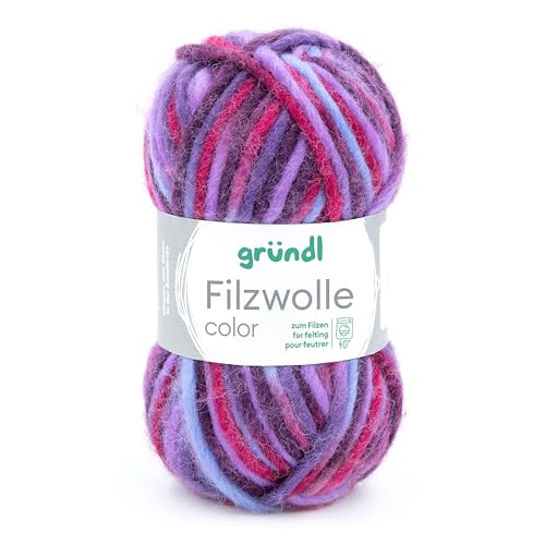 Gründl Wolle Filzwolle Color zum Stricken und Filzen - Wolle zum Stricken aus 100% Schurwolle - 1 x 50 g - Fuchsia-Flieder-hellblau Multicolor Gründl Wolle Filzwolle Color zum Stricken und Filzen - Wolle zum Stricken aus 100% Schurwolle - 1 x 50 g - Fuchsia-Flieder-hellblau Multicolor von Gründl