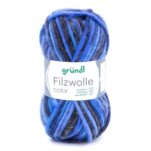 Gründl Wolle Filzwolle Color zum Stricken und Filzen - Wolle zum Stricken aus 100% Schurwolle - 1 x 50 g - blau-anthrazit Multicolor Gründl Wolle Filzwolle Color zum Stricken und Filzen - Wolle zum Stricken aus 100% Schurwolle - 1 x 50 g - blau-anthrazit Multicolor von Gründl