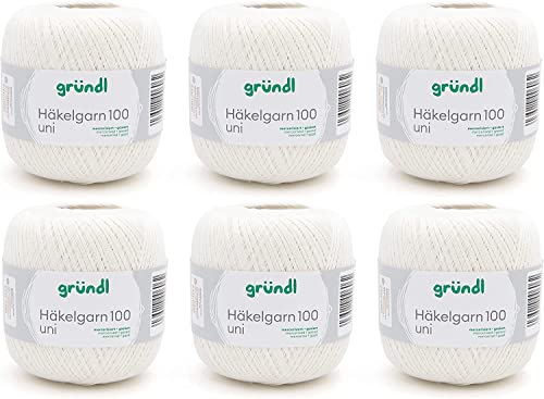 Gründl Wolle Häkelgarn 100 aus 100 % Baumwolle, 6 x 100 g Knäuel, Nadelstärke 1,5 - 2, 6, 100 g / 566 m, dünnes Garn zum Häkeln, Baumwollgarn, creme Gründl Wolle Häkelgarn 100 aus 100 % Baumwolle, 6 x 100 g Knäuel, Nadelstärke 1,5 - 2, 6, 100 g / 566 m, dünnes Garn zum Häkeln, Baumwollgarn, creme von Gründl