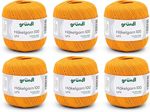 Gründl Wolle Häkelgarn 100 aus 100 % Baumwolle, 6 x 100 g Knäuel, Nadelstärke 1,5 - 2, 6, 100 g / 566 m, dünnes Garn zum Häkeln, Baumwollgarn, orange Gründl Wolle Häkelgarn 100 aus 100 % Baumwolle, 6 x 100 g Knäuel, Nadelstärke 1,5 - 2, 6, 100 g / 566 m, dünnes Garn zum Häkeln, Baumwollgarn, orange von Gründl