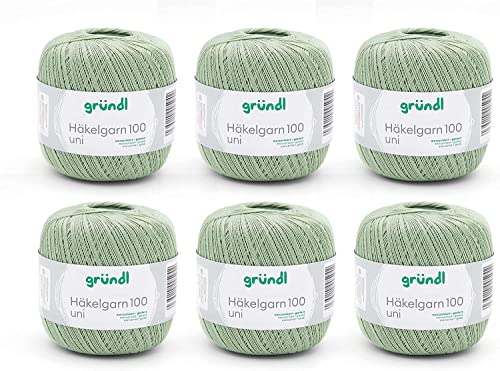 Gründl Wolle Häkelgarn 100 aus 100 % Baumwolle, 6 x 100 g Knäuel, Nadelstärke 1,5 - 2, 6, 100 g / 566 m, dünnes Garn zum Häkeln, Baumwollgarn, pistazie Gründl Wolle Häkelgarn 100 aus 100 % Baumwolle, 6 x 100 g Knäuel, Nadelstärke 1,5 - 2, 6, 100 g / 566 m, dünnes Garn zum Häkeln, Baumwollgarn, pistazie von Gründl