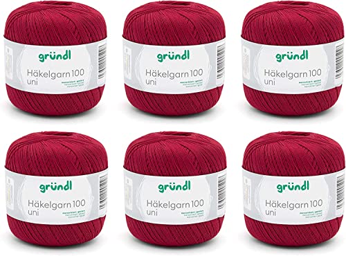 Gründl Wolle Häkelgarn 100 aus 100 % Baumwolle, 6 x 100 g Knäuel, Nadelstärke 1,5 - 2, 6, 100 g / 566 m, dünnes Garn zum Häkeln, Baumwollgarn, rotbraun Gründl Wolle Häkelgarn 100 aus 100 % Baumwolle, 6 x 100 g Knäuel, Nadelstärke 1,5 - 2, 6, 100 g / 566 m, dünnes Garn zum Häkeln, Baumwollgarn, rotbraun von Gründl