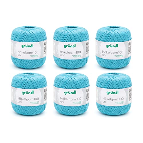 Gründl Wolle Häkelgarn 100 aus 100 % Baumwolle, 6 x 100 g Knäuel, Nadelstärke 1,5 - 2, 6, 100 g / 566 m, dünnes Garn zum Häkeln, Baumwollgarn, türkis Gründl Wolle Häkelgarn 100 aus 100 % Baumwolle, 6 x 100 g Knäuel, Nadelstärke 1,5 - 2, 6, 100 g / 566 m, dünnes Garn zum Häkeln, Baumwollgarn, türkis von Gründl