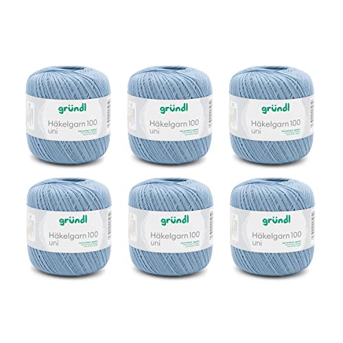 Gründl Wolle Häkelgarn 100 aus 100 % Baumwolle, 6 x 100 g Knäuel, Nadelstärke 1,5 - 2, 6, 100 g / 566 m, dünnes Garn zum Häkeln, jeansblau Gründl Wolle Häkelgarn 100 aus 100 % Baumwolle, 6 x 100 g Knäuel, Nadelstärke 1,5 - 2, 6, 100 g / 566 m, dünnes Garn zum Häkeln, jeansblau von Gründl