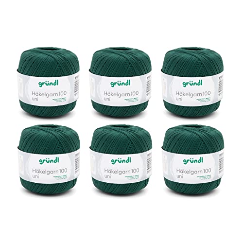 Gründl Wolle Häkelgarn 100 aus 100 % Baumwolle, 6 x 100 g Knäuel, Nadelstärke 1,5 - 2, 6, 100 g / 566 m, dünnes Garn zum Häkeln, tannengrün Gründl Wolle Häkelgarn 100 aus 100 % Baumwolle, 6 x 100 g Knäuel, Nadelstärke 1,5 - 2, 6, 100 g / 566 m, dünnes Garn zum Häkeln, tannengrün von Gründl