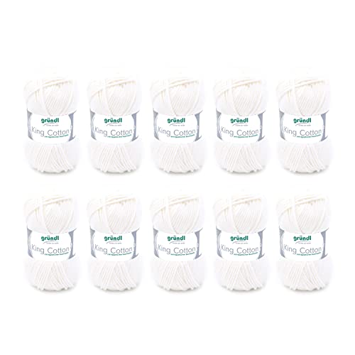 Gründl Wolle King Cotton - dicke Wolle zum Stricken - Strickgarn - Häkelgarn - weich und hautfreundlich - 55% Polyacryl, 45% Baumwolle - 10 Knäuel 50 g / 78 m - Nadelstärke 6-7 - Creme Gründl Wolle King Cotton - dicke Wolle zum Stricken - Strickgarn - Häkelgarn - weich und hautfreundlich - 55% Polyacryl, 45% Baumwolle - 10 Knäuel 50 g / 78 m - Nadelstärke 6-7 - Creme von Gründl