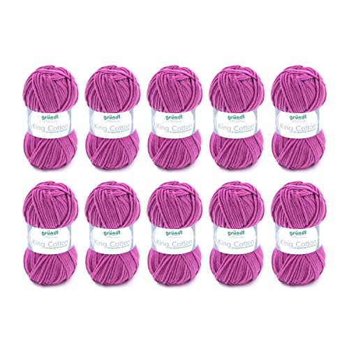 Gründl Wolle King Cotton - dicke Wolle zum Stricken - Strickgarn - Häkelgarn - weich und hautfreundlich - 55 % Polyacryl, 45 % Baumwolle - 10 Knäuel 50 g / 78 m - Nadelstärke 6-7 - Fuchsia Gründl Wolle King Cotton - dicke Wolle zum Stricken - Strickgarn - Häkelgarn - weich und hautfreundlich - 55 % Polyacryl, 45 % Baumwolle - 10 Knäuel 50 g / 78 m - Nadelstärke 6-7 - Fuchsia von Gründl