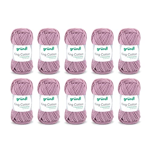 Gründl Wolle King Cotton - dicke Wolle zum Stricken - Strickgarn - Häkelgarn - weich und hautfreundlich - 55 % Polyacryl, 45 % Baumwolle - 10 Knäuel 50 g / 78 m - Nadelstärke 6-7 - Rose Gründl Wolle King Cotton - dicke Wolle zum Stricken - Strickgarn - Häkelgarn - weich und hautfreundlich - 55 % Polyacryl, 45 % Baumwolle - 10 Knäuel 50 g / 78 m - Nadelstärke 6-7 - Rose von Gründl