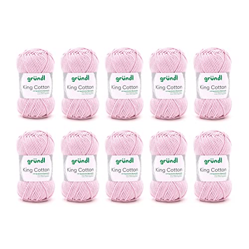 Gründl Wolle King Cotton - dicke Wolle zum Stricken - Strickgarn - Häkelgarn - weich und hautfreundlich - 55 % Polyacryl, 45 % Baumwolle - 10 Knäuel 50 g / 78 m - Nadelstärke 6-7 - babyrosa Gründl Wolle King Cotton - dicke Wolle zum Stricken - Strickgarn - Häkelgarn - weich und hautfreundlich - 55 % Polyacryl, 45 % Baumwolle - 10 Knäuel 50 g / 78 m - Nadelstärke 6-7 - babyrosa von Gründl