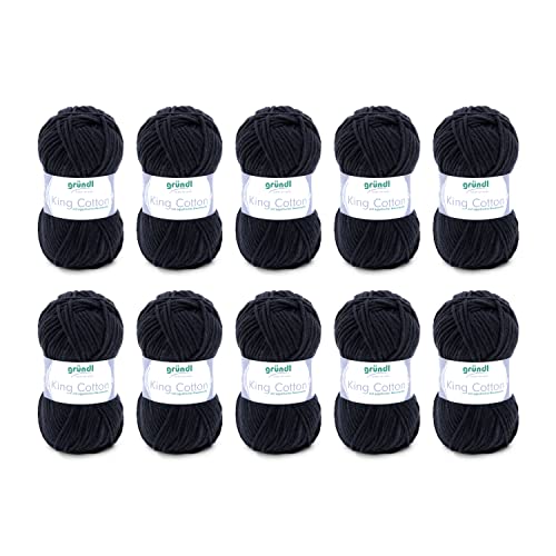 Gründl Wolle King Cotton - dicke Wolle zum Stricken - Strickgarn - Häkelgarn - weich und hautfreundlich - 55 % Polyacryl, 45 % Baumwolle - 10 Knäuel 50 g / 78 m - Nadelstärke 6-7 - schwarz Gründl Wolle King Cotton - dicke Wolle zum Stricken - Strickgarn - Häkelgarn - weich und hautfreundlich - 55 % Polyacryl, 45 % Baumwolle - 10 Knäuel 50 g / 78 m - Nadelstärke 6-7 - schwarz von Gründl