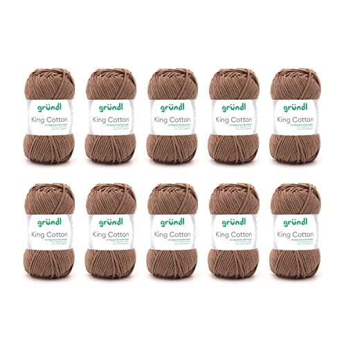 Gründl Wolle King Cotton - dicke Wolle zum Stricken - Strickgarn - Häkelgarn - weich und hautfreundlich - 55 % Polyacryl, 45 % Baumwolle - 10 Knäuel 50 g / 78 m - Nadelstärke 6-7 - teddy Gründl Wolle King Cotton - dicke Wolle zum Stricken - Strickgarn - Häkelgarn - weich und hautfreundlich - 55 % Polyacryl, 45 % Baumwolle - 10 Knäuel 50 g / 78 m - Nadelstärke 6-7 - teddy von Gründl
