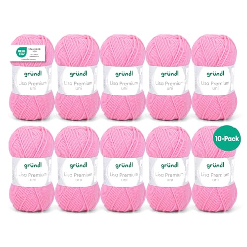 Gründl Wolle Lisa Premium uni - 10 x 50 g - Wolle zum Häkeln - Wolle zum Stricken - 100 % Polyacryl- Weich & Pflegeleicht- Nadelstärke 3,5-4,5 - Rosa 31 Gründl Wolle Lisa Premium uni - 10 x 50 g - Wolle zum Häkeln - Wolle zum Stricken - 100 % Polyacryl- Weich & Pflegeleicht- Nadelstärke 3,5-4,5 - Rosa 31 von Gründl