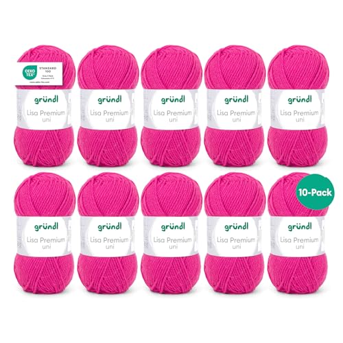 Gründl Wolle Lisa Premium uni - 10 x 50 g - Wolle zum Häkeln - Wolle zum Stricken - 100 % Polyacryl- Weich & Pflegeleicht- Nadelstärke 3,5-4,5 - Rosa 44 Gründl Wolle Lisa Premium uni - 10 x 50 g - Wolle zum Häkeln - Wolle zum Stricken - 100 % Polyacryl- Weich & Pflegeleicht- Nadelstärke 3,5-4,5 - Rosa 44 von Besuche den Gründl-Store