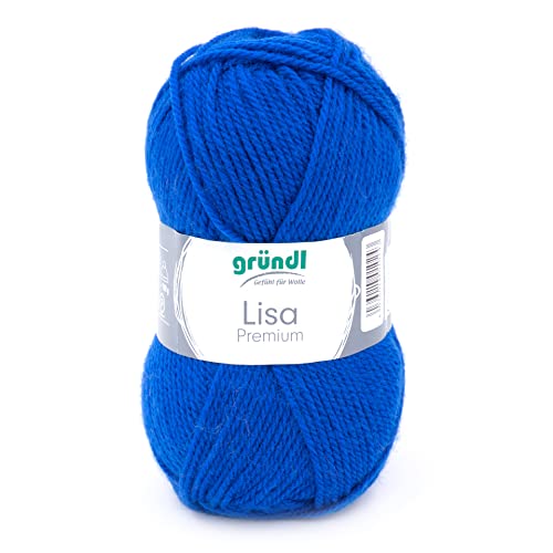 Gründl Wolle Lisa Premium Uni Strick-& Häkelgarn, 100% Polyacryl, Royalblau, 1 x 50g, 50 von Gründl