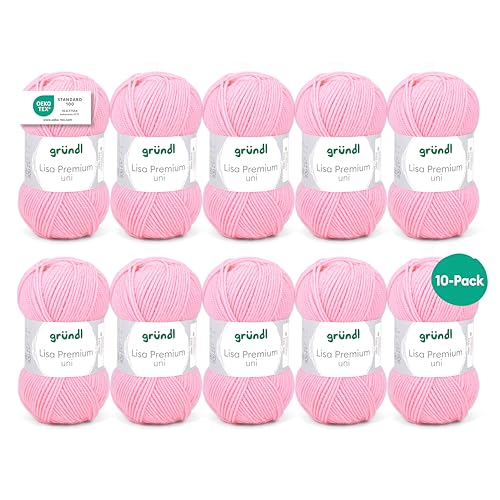 Gründl Wolle Lisa Premium uni - 10 x 50 g - Wolle zum Häkeln - Wolle zum Stricken - 100 % Polyacryl- Weich & Pflegeleicht- Nadelstärke 3,5-4,5 - Babyrosa Gründl Wolle Lisa Premium uni - 10 x 50 g - Wolle zum Häkeln - Wolle zum Stricken - 100 % Polyacryl- Weich & Pflegeleicht- Nadelstärke 3,5-4,5 - Babyrosa von Besuche den Gründl-Store