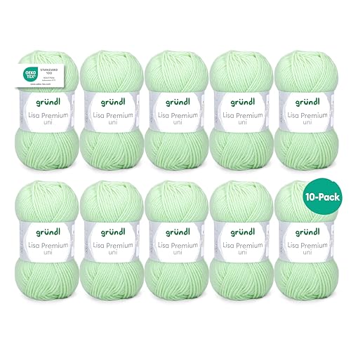 Gründl Wolle Lisa Premium uni - 10 x 50 g - Wolle zum Häkeln - Wolle zum Stricken - 100 % Polyacryl- Weich & Pflegeleicht- Nadelstärke 3,5-4,5 - Helles Neongün Gründl Wolle Lisa Premium uni - 10 x 50 g - Wolle zum Häkeln - Wolle zum Stricken - 100 % Polyacryl- Weich & Pflegeleicht- Nadelstärke 3,5-4,5 - Helles Neongün von Gründl