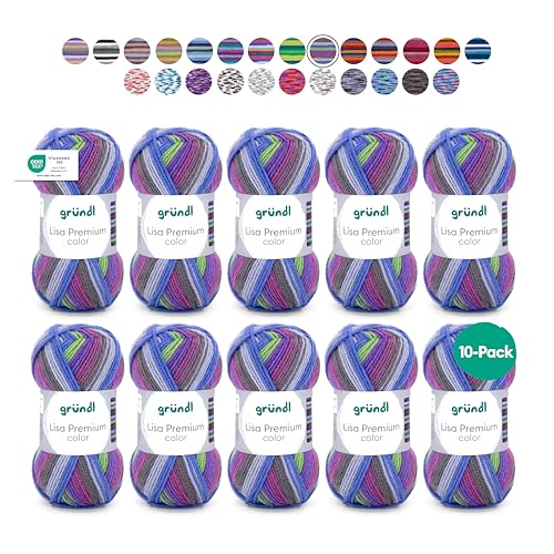 Gründl Wolle Lisa Premium color - Garn zum Stricken mit Farbverlauf - Strickgarn - Häkelgarn - Weich und hautfreundlich - 100% Polyacryl 10 Knäuel 50 g / 133 m -Nadelstärke 3,5-4,5 - Blau-limette Gründl Wolle Lisa Premium color - Garn zum Stricken mit Farbverlauf - Strickgarn - Häkelgarn - Weich und hautfreundlich - 100% Polyacryl 10 Knäuel 50 g / 133 m -Nadelstärke 3,5-4,5 - Blau-limette von Gründl