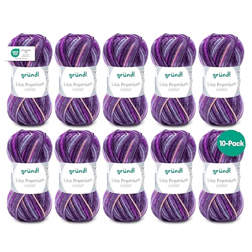 Gründl Wolle Lisa Premium color - Garn zum Stricken mit Farbverlauf - Strickgarn - Häkelgarn - Weich und hautfreundlich - 100 % Polyacryl 10 Knäuel 50 g / 133 m -Nadelstärke 3,5-4,5 - Brombeere-Lila Gründl Wolle Lisa Premium color - Garn zum Stricken mit Farbverlauf - Strickgarn - Häkelgarn - Weich und hautfreundlich - 100 % Polyacryl 10 Knäuel 50 g / 133 m -Nadelstärke 3,5-4,5 - Brombeere-Lila von Gründl