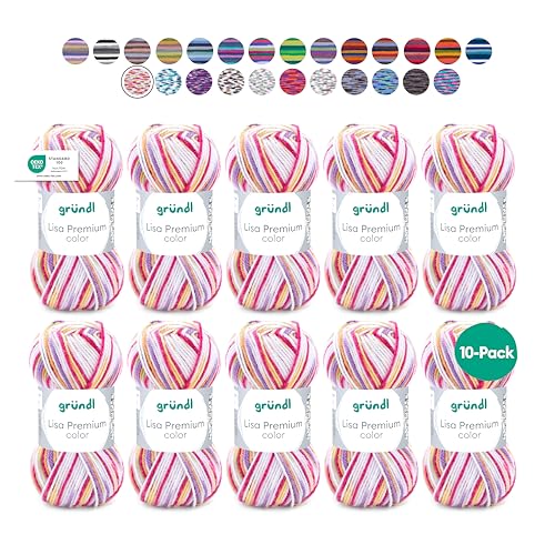 Gründl Wolle Lisa Premium color - Garn zum Stricken mit Farbverlauf - Strickgarn - Häkelgarn - Weich und hautfreundlich - 100 % Polyacryl 10 Knäuel 50 g / 133 m -Nadelstärke 3,5-4,5 - Pink-Orange-Gelb Gründl Wolle Lisa Premium color - Garn zum Stricken mit Farbverlauf - Strickgarn - Häkelgarn - Weich und hautfreundlich - 100 % Polyacryl 10 Knäuel 50 g / 133 m -Nadelstärke 3,5-4,5 - Pink-Orange-Gelb von Gründl