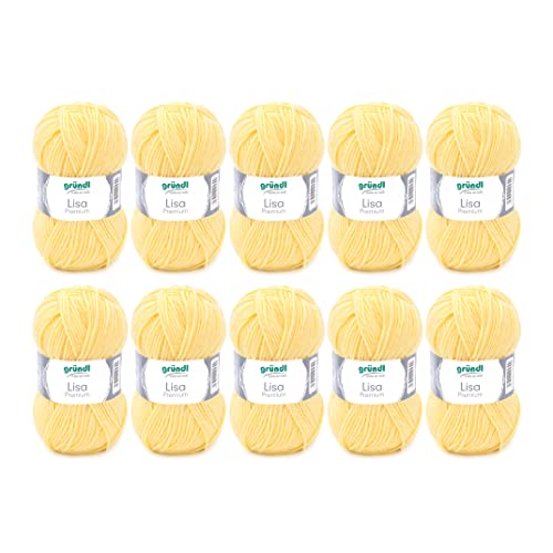 Gründl Wolle Lisa Premium uni - 10 x 50 g - Wolle zum Häkeln - Wolle zum Stricken - 100 % Polyacryl- Weich & Pflegeleicht- Nadelstärke 3,5-4,5 - Pastellgelb Gründl Wolle Lisa Premium uni - 10 x 50 g - Wolle zum Häkeln - Wolle zum Stricken - 100 % Polyacryl- Weich & Pflegeleicht- Nadelstärke 3,5-4,5 - Pastellgelb von Gründl