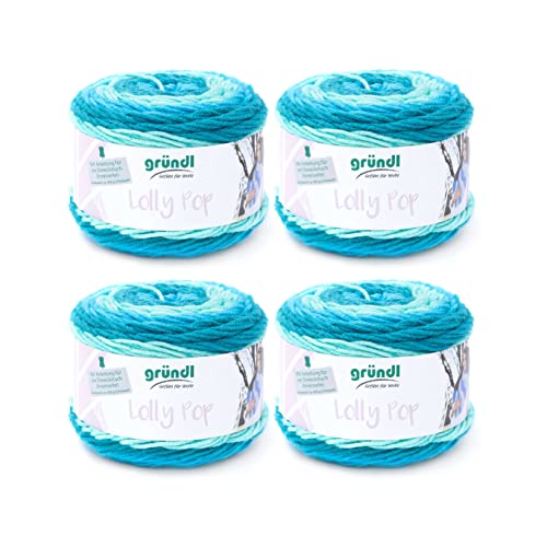 Gründl Wolle Lolly Pop - dicke Wolle zum Häkeln und Stricken mit Farbverlauf - Strickgarn - Weich und hautfreundlich - 100 % Polyacryl - 4 Knäuel 150 g / 240 m - Nadelstärke 5 - 6 - Forsty Swirl von Gründl
