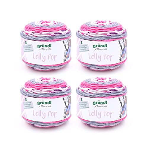 Gründl Wolle Lolly Pop - dicke Wolle zum Häkeln und Stricken mit Farbverlauf - Strickgarn - Weich und hautfreundlich - 100% Polyacryl - 4 Knäuel 150 g / 240 m - Nadelstärke 5-6 - granat-weiß Gründl Wolle Lolly Pop - dicke Wolle zum Häkeln und Stricken mit Farbverlauf - Strickgarn - Weich und hautfreundlich - 100% Polyacryl - 4 Knäuel 150 g / 240 m - Nadelstärke 5-6 - granat-weiß von Gründl
