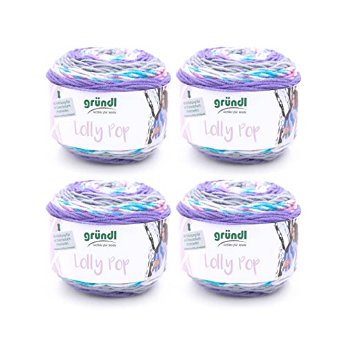 Gründl Wolle Lolly Pop - dicke Wolle zum Häkeln und Stricken mit Farbverlauf - Strickgarn - Weich und hautfreundlich - 100% Polyacryl - 4 Knäuel 150 g / 240 m - Nadelstärke 5-6 - violett-zinn Gründl Wolle Lolly Pop - dicke Wolle zum Häkeln und Stricken mit Farbverlauf - Strickgarn - Weich und hautfreundlich - 100% Polyacryl - 4 Knäuel 150 g / 240 m - Nadelstärke 5-6 - violett-zinn von Gründl