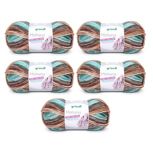 Gründl Wolle Mohanna Strick- und Häkelgarn aus 90% Polyacryl, 10% Mohair, 5 x 100 g, dicke Wolle, grün-braun-camel Gründl Wolle Mohanna Strick- und Häkelgarn aus 90% Polyacryl, 10% Mohair, 5 x 100 g, dicke Wolle, grün-braun-camel von Gründl