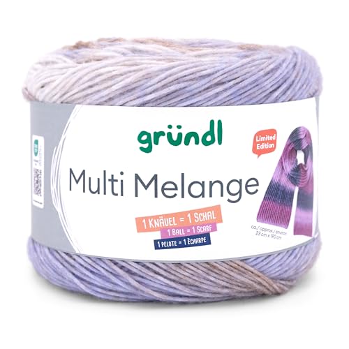 Gründl Wolle Multi Melange, ein Bobbel = ein Schal, Farbverlaufswolle, 200g 760m, Nadelstärke 4 bis 5 mm, mit Anleitung in der Banderole (1) von Gründl