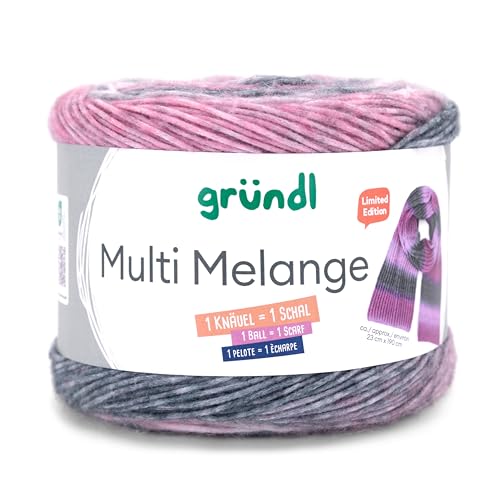 Gründl Wolle Multi Melange, ein Bobbel = ein Schal, Farbverlaufswolle, 200g 760m, Nadelstärke 4 bis 5 mm, mit Anleitung in der Banderole (2) von Gründl
