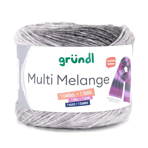 Gründl Wolle Multi Melange, ein Bobbel = ein Schal, Farbverlaufswolle, 200g 760m, Nadelstärke 4 bis 5 mm, mit Anleitung in der Banderole (3) von Gründl