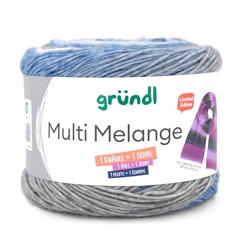 Gründl Wolle Multi Melange, ein Bobbel = ein Schal, Farbverlaufswolle, 200g 760m, Nadelstärke 4 bis 5 mm, mit Anleitung in der Banderole (4) von Gründl
