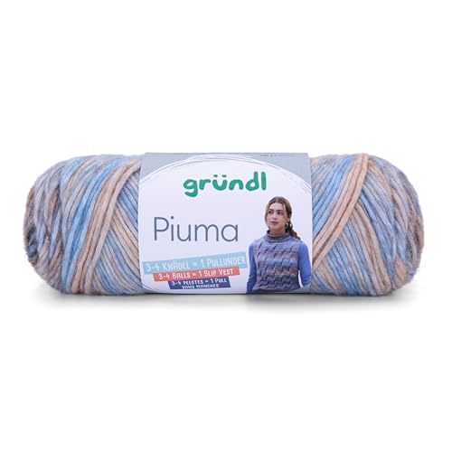 Gründl Wolle Piuma, Häkelwolle Baumwollmischgarn, Strickgarn mit Farbverlauf, 100g, Nadelstärke 5 bis 6 mm (08) von Gründl