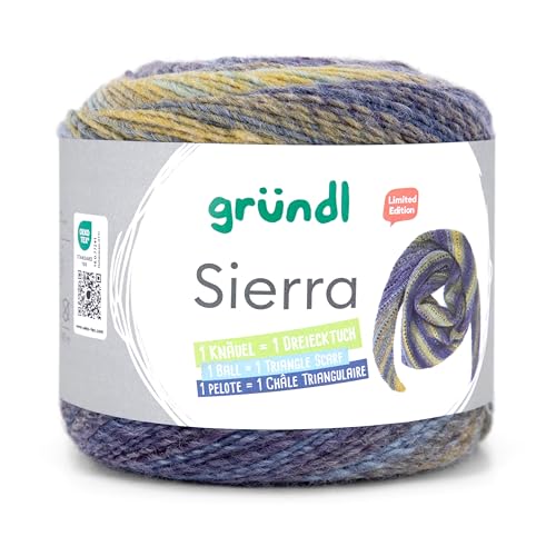 Gründl Wolle SIERRA, ein Bobbel = ein Dreieckstuch, Farbverlaufswolle, 200g 580m, Nadelstärke 5 bis 6 mm, mit Anleitung in der Banderole (3) von Gründl