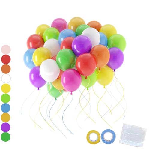 100 Stück 12 Zoll (30cm) Latex Ballons - 10 Farben Mattweiß & Bunt Mix. Helium Ballons Set für Geburtstag, Hochzeit, Baby Shower Jubiläum Party Deko von Grünsonne