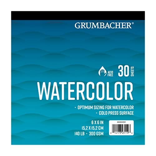 Grumbacher 15,2 x 15,2 cm Kaltpresse-Aquarellpapier, 63,5 kg. / 300 g/m², Bandgebunden, 30 Blatt/Block, je 1 Stück Grumbacher 15,2 x 15,2 cm Kaltpresse-Aquarellpapier, 63,5 kg. / 300 g/m², Bandgebunden, 30 Blatt/Block, je 1 Stück von Grumbacher