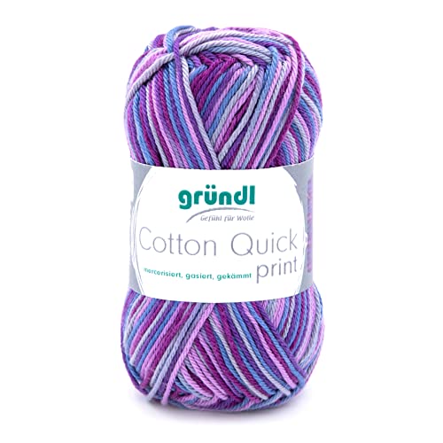 Gründl Cotton Quick Print Garn, Baumwolle, Aubergine Multicolor, Ca. 125 m von Gründl