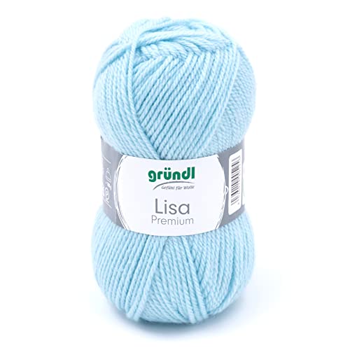 Gründl Wolle Lisa Premium Uni Strick-& Häkelgarn, 100% Polyacryl, hellblau, 1 x 50g, 50 von Gründl