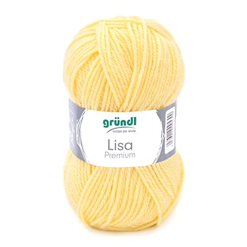 Gründl Wolle Lisa Premium Uni Strick-& Häkelgarn, 100% Polyacryl, Pastellgelb, 1 x 50g, 50 Gründl Wolle Lisa Premium Uni Strick-& Häkelgarn, 100% Polyacryl, Pastellgelb, 1 x 50g, 50 von Gründl