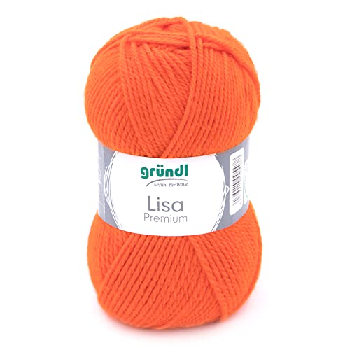 Gründl Wolle Lisa Premium Uni Strick-& Häkelgarn, 100% Polyacryl, Orange, 1 x 50g, 50 Gründl Wolle Lisa Premium Uni Strick-& Häkelgarn, 100% Polyacryl, Orange, 1 x 50g, 50 von Gründl
