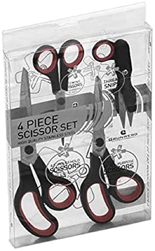 Grunwerg 9810/4BR 4er Set Ergonomische Schere aus Edelstahl – Schwarz, Rot, 18 x 2,5 x 30 cm, 4 Grunwerg 9810/4BR 4er Set Ergonomische Schere aus Edelstahl – Schwarz, Rot, 18 x 2,5 x 30 cm, 4 von Grunwerg